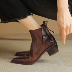 CHIKO Fayruz Pointy Toe Block Heels Ankle Boots feature leather upper, synthetic lining, rubber sole. Heel height is approx. 1.5" (4 cm) Chiko Shoes, Block Heel Ankle Boots, All About Shoes, Shoe Covers, Latest Shoes, Heeled Ankle Boots, Boot Shoes Women, Me Too Shoes, Sneakers Fashion