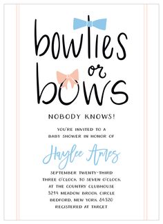 the bowties or bows baby shower is shown in gold and black, with an orange stripe