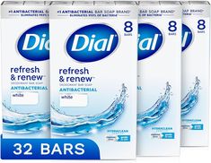 Amazon.com : Dial Antibacterial Bar Soap, Refresh & Renew, White, 4 oz, 32 Bars : Beauty & Personal Care Dial Soap, Best Bar Soap, Acne Cream, Bath Soap, Foundation Concealer, Body Soap, Body Spray, Face Wash, Bar Soap