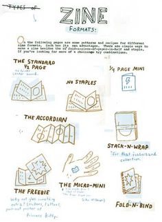 the instructions for zine formats