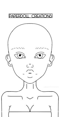 a black and white drawing of a woman's face with the words paper doll creations