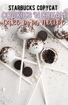 cookies'n cream cake pops recipe with text overlay