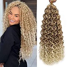 Amazon.com : GoGo Curl Crochet Hair for Black Women Water Wave Crochet Synthetic Hair Extensions Wavy Human Hair Deep Wave Beach Curl Curly Crochet Hair (18 inch(Pack of 6), 27/316) : Beauty & Personal Care Blonde Crochet Hairstyles, Water Wave Crochet Hairstyles, Wavy Crochet Hairstyles, Long Crochet Hairstyles, Freetress Beach Curl Crochet, Long Curly Crochet Hair, Crochet Wavy Hair, Crochet Curly Hair, Crochet Braids Hairstyles Curls