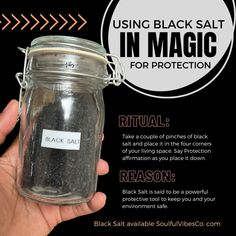 How To Use Black Salt, Salt Magick, Black Salt Recipe, Witchcraft Items, Different Salts, Salt Ritual, Witch Salt, Lightworker Spirituality