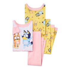 Bluey And Bingo 4-Piece Pajama Set. Size 4t. New With Tag. Includes: 2 Pajama Pants With Stretch Waist. 2 Long Sleeve Sleep Shirts. Lightweight. Snug Fit. 100% Cotton, Machine Wash, Tumble Dry. Ships Fast With Care. Non-Smoking, Pet-Free. Top Rated Seller Since 2017. Fun Cotton Sleep Sets, Fun Cotton Sleepwear Set, Fun Cartoon Print Sets For Sleepovers, Yellow Cotton Sleepwear With Cartoon Print, Yellow Cartoon Print Sleepwear For Bedtime, Yellow Cartoon Print Sleepwear, Playful Yellow Sleepwear For Pajama Party, Playful Yellow Sleepwear With Cartoon Print, Playful Yellow Sleepwear For Sleepovers