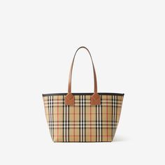 Small London Tote Bag in Briar Brown/black - Women | Burberry® Official Horse Tote Bag, Canvas Leather Tote Bag, Burberry Tote, Luxury Tote Bags, Brown Tote, White Tote, Tote Bag Leather, Pocket Bag, Zip Pouch