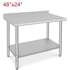 stainless steel work table 48 x 24 inches with undershel and shelf for storage