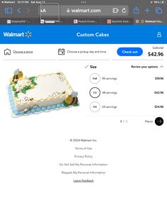 the walmart app is showing an image of a cake on it's website