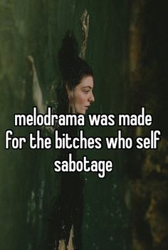 a woman with long hair standing in front of a green wall text reads meldrama was