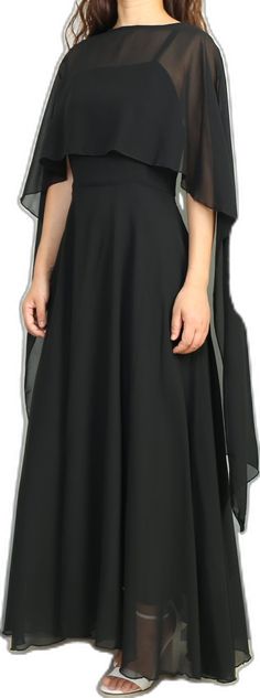 Evening Georgette Cape Dress, Evening Georgette Dress With Cape, Georgette Cape Evening Dress, Evening Cape Dresses In Georgette, Evening Georgette Long Dress, Evening Georgette Dress With Flowy Skirt, Chiffon Maxi Dress With Cape Sleeves For Weddings, Chiffon Maxi Dress With Cape Sleeves For Party, Formal Long Chiffon Dress