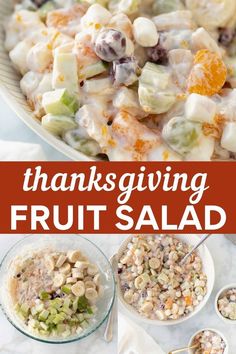 Images of a bowl of fruit salad Thanksgiving Fruit Salad, Side Dish For Thanksgiving, Salads For Kids, Thanksgiving Salad Recipes, Gluten Free Recipes Side Dishes, Creamy Fruit Salads, Fruit Medley, Thanksgiving Salad