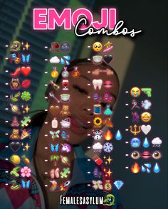 a woman with emoj conks on her face and the words emoj conks above her head