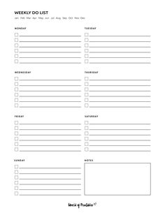 a printable weekly planner with the words'do list'in black and white