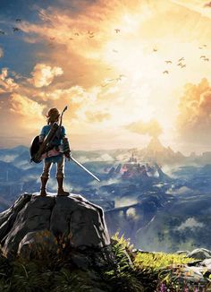 Revisit the open-world adventures of The Legend of Zelda action-adventure hit with the “Breath of the Wild” 1,000-piece jigsaw puzzle depicting Link overlooking Hyrule’s vast topography, as seen on the multi award-winning game’s cover art. Zelda Breath Of The Wild, Link Zelda, Wallpaper Animes, Zelda Art, Legend Of Zelda Breath, Zelda Breath, Twilight Princess, Star Citizen, Breath Of The Wild