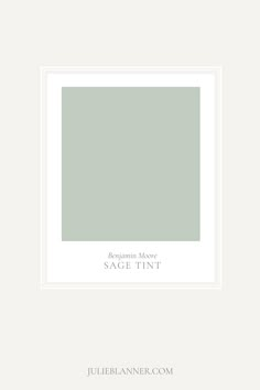 an empty white frame with the words sage tint in grey and green on it