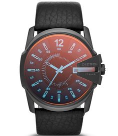 From Diesel, this watch features: Leather/stainless steel Quartz analog movementStrap buckle closureMulticolored dialApprox. 45mm Case Size;Approx. 12mm  case thicknessWater resistance approx. 10 ATMInternational 2-Year Limited WarrantyImported. Gents Watches, Hand Watch, Stylish Watches, Casual Watches, Wristwatch Men