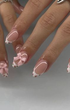 Girly Acrylic Nails Almond, Almond Coquette Nails, Coquette Nails Almond, Victoria Secret Nails, Pink Coquette Nails, Coquette Nails, Secret Nails, Romantic Nails, Cute Simple Nails