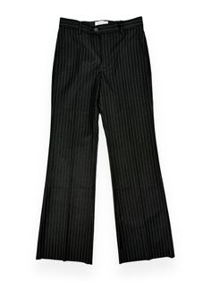 The Flared Tailored Trousers in Black Pinstripe from Midnight Rodeo Details Pinstripe Pattern Flared Leg Opening Machine Washable 32% Wool, 50% Tencel, 16% Viscose, 2% Spandex Made in China Midnight Rodeo, Pinstripe Pattern, Tailored Trousers, Mens Trousers, Rodeo, Made In China, Casual Pants, Trousers, Spandex