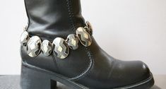 Boot Chain, Black and White, Boot Accessories, Boot Bracelet, Footwear Jewelry, 80's Boot Jewelry Black And White Boots, Boot Chains, Boot Bracelet, Metallic Skirt, Boot Jewelry, Boot Accessories, White Boots, Colored Blazer, Biker Boot