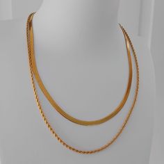 Minimalist gold filled layered necklace Double layered necklace 18k gold double layered chain, stainless steel necklace  43cm chain length, adjustable up to 48cm Stackable style necklace Perfect all day jewellery, water resistant and non tarnish High quality Jewellery  Hypoallergenic  Safe for sensitive skin Love necklace, Friendship necklace, Gift for mum Perfect Gift Idea for yourself or loved ones Dispatches immediately from UK ❤️ Thank you for looking at my shop today. If there is anything I Layered Chain, Snake Chain Necklace, Friendship Necklaces, Multi Strand Necklace, Layered Necklace, Minimalist Necklace, Love Necklace, Stainless Steel Necklace, Perfect Gift For Her