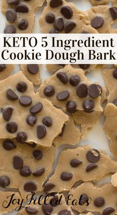 keto 5 ingredient cookie dough bark with chocolate chips