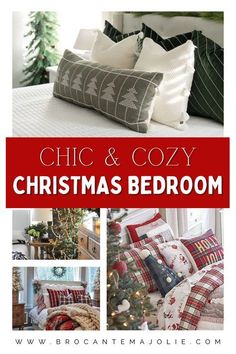 Bedroom Mantle Christmas Decor, Canopy Bed Christmas Decor, Elegant Christmas Bedroom, Christmas Bedding Farmhouse, Neutral Christmas Decor Bedroom, Master Bedrooms Christmas Decor, Guest Bedroom Christmas Decor, Holiday Bedroom Decor Christmas, Christmas Master Bed Decor