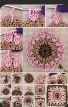 crochet patterns and instructions on how to make a flower pot holder with yarn