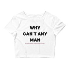 'Why Can't Any Man' Femininomenon Cropped Tee ABOUT ~Bella+Canvas Brand Shirt ~52% combed ring-spun cotton, 48% polyester ~Very lightweight and breathable SIZING ~XS/S and M/L ~Please refer to the sizing chart to find your perfect fit ~Lay your favorite shirt at home flat and measure armpit to armpit to compare to the size chart in photos WASHING INSTRUCTIONS ~Wash inside out in cold water on a gentle cycle ~Tumble dry low or air-dry ~Do no use bleach or fabric softener ~Avoid ironing SHIPPING & RETURNS ~Production may take 5-10 days ~Shipping is $5.00 and will be 1-5 days after production ~All of our shirts are custom-printed just for you so we do not accept returns or exchanges at this time Thank you for supporting my small business. If you have any questions before or after purchase ple Creepy Text, Chappell Roan, Cropped Tee, Tour Shirt, Branded Shirts, Baby Tee, Fabric Softener, Dream Clothes, Baby Tshirts