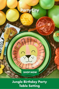 the jungle birthday party table setting is on sale