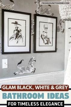 Black, White And Grey Bathroom Makeover Ideas Timeless Remodel, White And Grey Bathroom, Glam Rooms, Bathroom Moodboard, Bathroom Makeover Ideas, Gray And White Bathroom, Bathroom Makeovers, House To Home