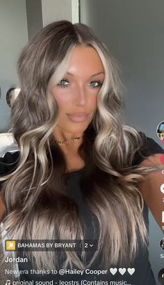 Cute Brown Hair Color Ideas, Ashy Dark Balayage, Summer Brown Hair Color Brunettes, Ashy Brown Hair With Blonde Money Piece, Blonde Highlights Smudge Root, Blonde Black Brown Hair, Ice Blonde Highlights On Dark Hair, Icy Burnett Hair, Platinum Blonde Lowlights