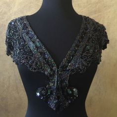 Sequin Beaded Lace Hip Wrap Collar Shoulder Shrug Shawl Applique Peacock Black Shoulder Shrug, Color Peacock, Fall Outerwear, Sequin Beading, Dress For Success, Lace Collar, Nashville Tn, Beaded Lace, Hand Beading