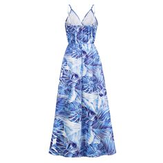 Light Blue Bohemia Print V Neck Maxi Dress Royal Blue Summer Dress For Vacation, Blue Printed Dress For Vacation, Royal Blue Maxi Dress For Spring Vacation, Blue Printed Sundress Midi Dress, Blue Floral Print Midi Dress For The Beach, Blue Tropical Print Maxi Dress For Vacation, Blue Floral Print Midi Dress For Beach, Blue Printed Sundress For Beach Season, Blue Tropical Print Sundress For Spring