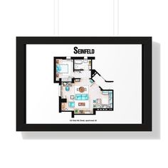 Seinfeld TV Show Apartment Floor Plan - Poster Kingz Seinfeld Apartment, Seinfeld Tv Show, Apartment Floor, Apartment Floor Plan, Jerry Seinfeld, Wall Art Posters, Music Album Covers, Seinfeld, Fast Track