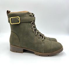 Lifestride Women's Liverpool Olive Green Faux Vegan Leather Lace Up Combat Boots. Women's Size 6. Condition: New Without Box. New To Poshmark? Sign Up Using Invite Code: Tentoday For $10 Off Your Purchase! Your Street Look Gets An Urban Flair With The Liverpool Combat Boot By Lifestride. This Ankle Boot Is Enriched With The Soft System Comfort Package To Deliver Better Support, Cushioning And Flexibility To Minimize Foot Strain. Its Partially Recycled Toe Box, Heel Counter And Lining Promote Sus Fall Synthetic Lace-up Moto Boots, Fall Lace-up Closed Toe Faux Leather Boots, Fall Lace-up Faux Leather Boots With Closed Toe, Faux Leather Combat Boots For Fall, Fall Faux Leather Lace-up Boots With Closed Toe, Fall Moto Boots With Leather Footbed In Faux Leather, Fall Combat Boots With Flat Heel And Medium Width, Faux Leather Lace-up Boots With Buckle For Fall, Fall Lace-up Boots In Faux Leather With Buckle Closure