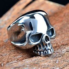 Style cool punk biker skull ring. Material 316L stainless steel. Color silver. | eBay! Clean Rust, Biker Rings Mens, Skull Wedding Ring, Gothic Engagement Ring, Skull Engagement Ring, Sterling Silver Skull Rings, Heart Wedding Rings, Unusual Engagement Rings, Mens Stainless Steel Rings