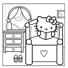 Hello Kitty Colouring, Diy Coloring Books, Kitty House, Hello Kitty Rooms