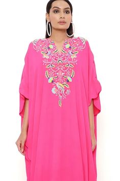 Shop for Payal Singhal Pink Crepe Floral Embroidered Kaftan for Women Online at Aza Fashions Festive Embroidered Kaftan With Border Detail, Festive Multicolor Embroidered Kaftan With Embroidered Border, Eid Multicolor Resham Embroidered Kaftan, Spring Festive Kaftan With Intricate Embroidery, Festive Multicolor Embroidered Kaftan, Festive Spring Kaftan With Intricate Embroidery, Festive Embroidered Multicolor Kaftan, Embroidered Border Kaftan For Festivals, Pink Embroidered Kaftan For Festivals