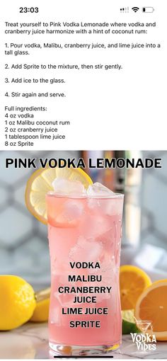 Pink Vodka, Malibu Coconut, Coconut Rum, Cranberry Juice, Recipe Book, Lime Juice, Treat Yourself