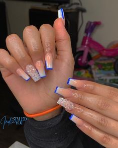 Graduation Nails Coffin, Nails Coffin Shape, Border Line, Graduation Nails, Instagram Add, White Acrylic Nails, Cute Acrylic Nail Designs, Her Nails, French Acrylic Nails