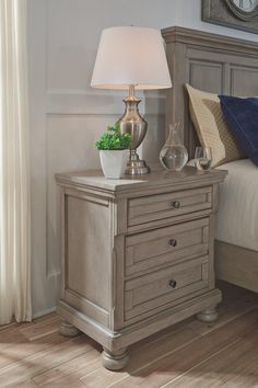 Lettner Nightstand B733-92 Master Bed Cases By ashley - sofafair.com Grey Bedrooms, Sleigh Bedroom Set, Platform Bedroom Sets, Nightstand Light, French Country Bedrooms, Queen Panel Beds, Grey Bedroom, Country Bedroom, Night Stand