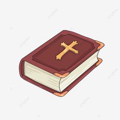 a book with a golden cross on it, cartoon, illustration png and psd