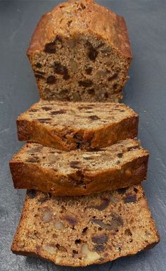 slices of banana bread stacked on top of each other