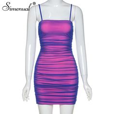 Night Wear Dress, Neon Dresses, Spaghetti Strap Mini Dress, Purple Mini Dresses, Mini Dresses For Women, Suspender Dress, Summer Party Dress, Sleeveless Mini Dress, Club Dresses