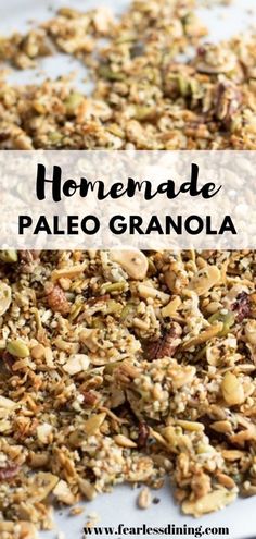 homemade paleo granola on a white plate