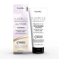 PRICES MAY VARY. SHEA BUTTER & ARGAN OIL NOURISH AND HYDRATE, TO LEAVE HAIR LOOKING SMOOTHER, SOFTER & HEALTHIER, WITH LUSTROUS SHINE. PurePlex Blonde Whitening Shampoo restores the brightness of natural blonde, pre-lightened and white and grey hair. For best results use with PurePlex Blonde Conditioner. Formulated with AMINOFIX Bond Reconstructor and violet colour-correcting pigments, this gentle sulphate-free shampoo neutralizes unwanted yellow and brassy tones, whilst helping to repair previo White And Grey Hair, Restore Hair Health, Violet Colour, Blonde Shampoo, Colour Correcting, Natural Blonde, Healthier Hair, Blonde Hair Shades, Natural Blondes