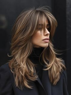 Long Swoopy Layers, Long Shag Haircut Fine Hair Over 50, Grown Out Shag Haircut, Butterfly Shag Haircut, Longer Bob, Curly To Straight Hair, Bang Hairstyles, Layered Thick Hair