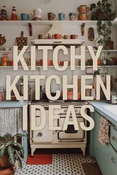 Transform Your Space with Kitschy Kitchen Decor Colorful Kitchen Aesthetic, Retro Inspired Kitchen, Funky Diy Home Decor, Retro Kitchen Ideas 1950s, Eclectic Decor Kitchen, Quirky Kitchen Ideas, Whimsy Kitchen, Vintage Kitchen Aesthetic, Old Kitchen Vintage