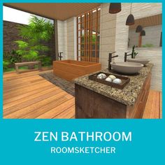 Zen Bathroom Style Design with natural materials and Japanese soaking tub Zen Bathroom Accessories, Zen Garden Bathroom Ideas, Zen Wall Art For Bathroom