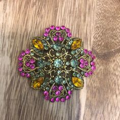 Never Worn Various Colors Gold Hardware Accent Stones No Tarnishing Measures 3.25 Inches No Trades, Offers Or Modeling!!! Pink Flower Brooch Pins, Vintage Costume Jewelry, Vintage Costumes, Pretty Woman, Gold Hardware, Costume Jewelry, Pink And Green, Brooches, Pink Ladies